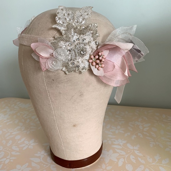 Floral handmade headband head sash tie bridal chic main image 8